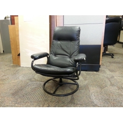 Black Leather Reclining Swivel Gaming Chair